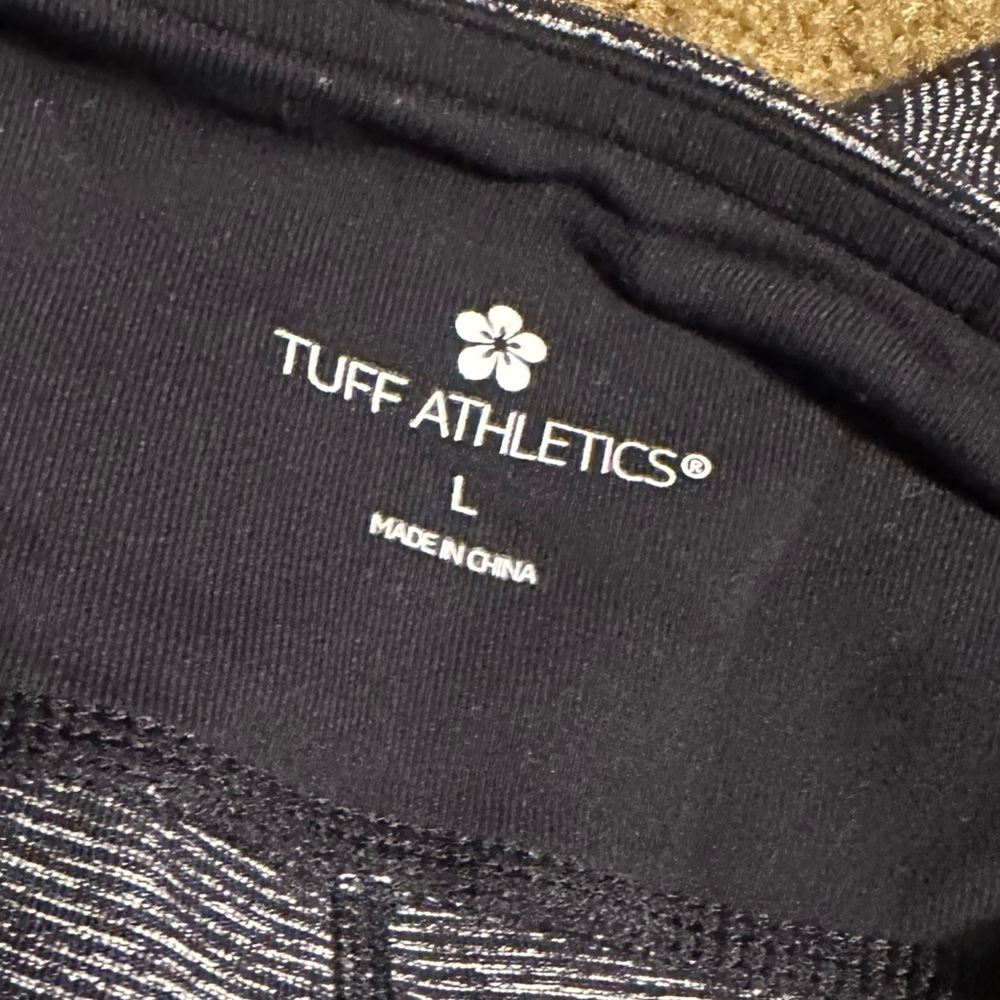 EUC Tuff Athletics L Stylish Women's stretch active Charcoal Leggings - Picture 2 of 3